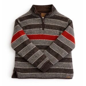 Vintage‎ Laundromat Men's Wool Blend Striped 1/4 Zip Pullover Sweater- Size L